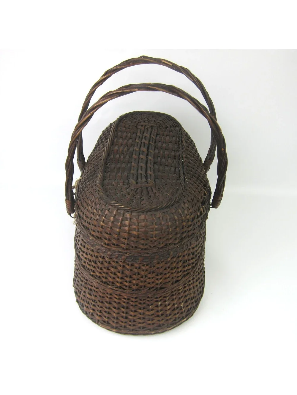 Vintage Wicker Basket Lid Handles Amish Kavli Sket 15
